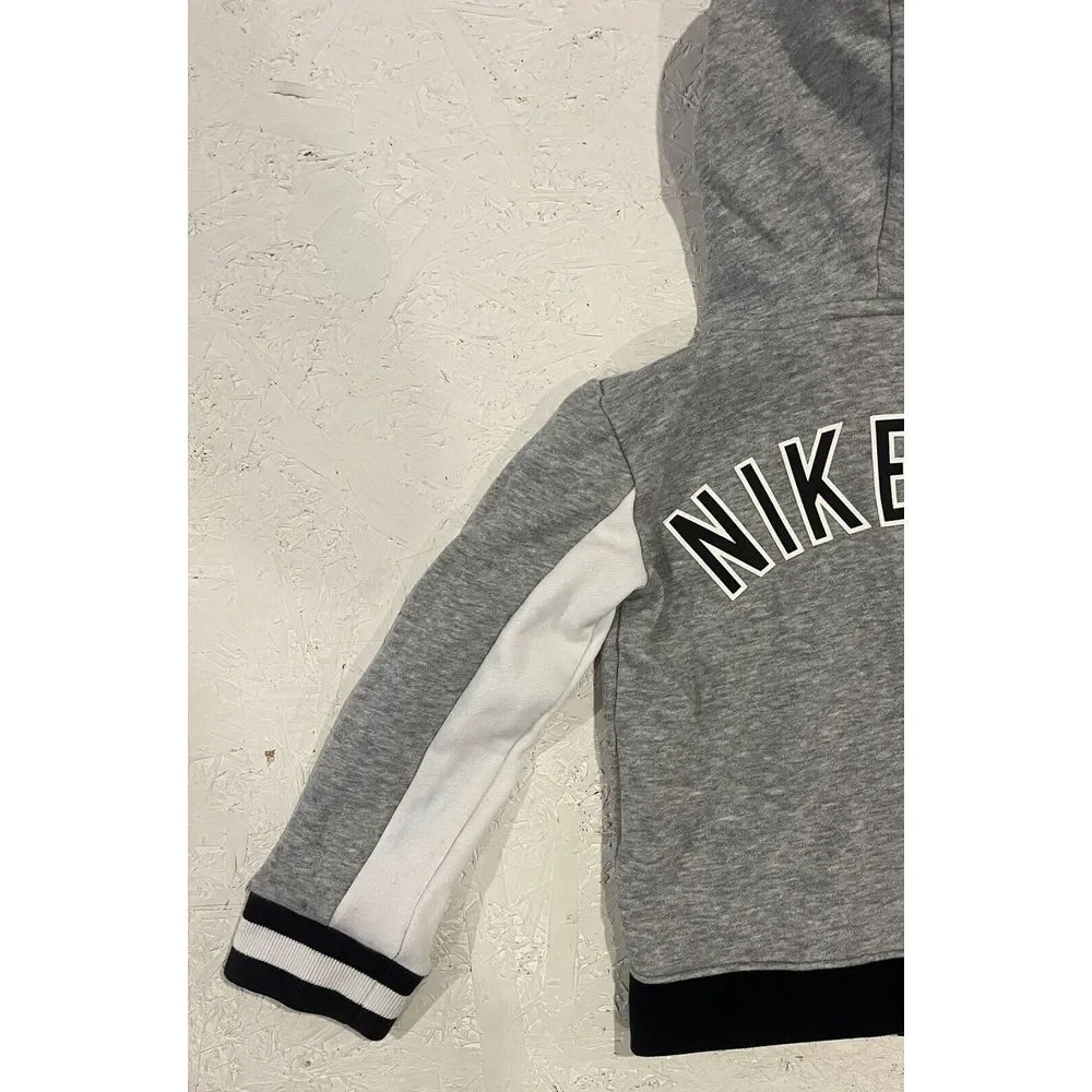 Nike Air Jacket Full Zip Youth Boys 2T Gray‎ White Spellout Striped Hooded